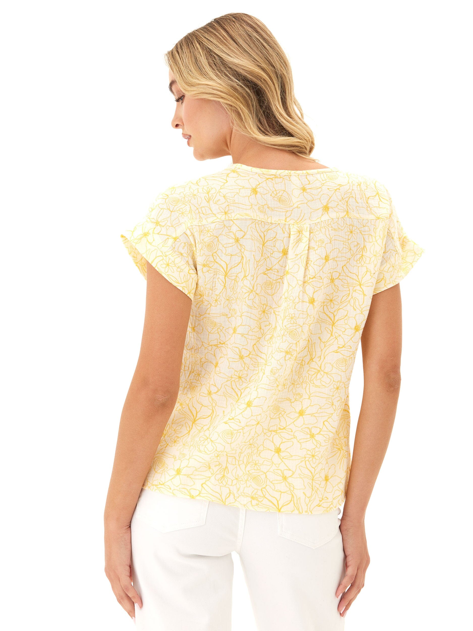 Honora Gauze V-Neck Top